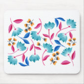 明るいピンクの青色彩の鮮やか抽象芸術フローラマウスパッド マウスパッド (正面)