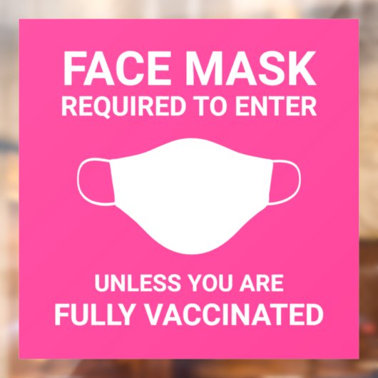 明るいピンクの顔マスクが必要な符号ウィンドウデカール ウィンドウサイン (シート2)