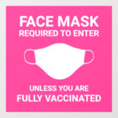 明るいピンクの顔マスクが必要な符号ウィンドウデカール ウィンドウサイン (シート)