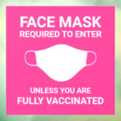 明るいピンクの顔マスクが必要な符号ウィンドウデカール ウィンドウサイン (シート3)