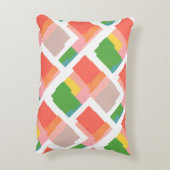 明るいピンクの黄色の緑のオレンジ色のサーモンサンゴ アクセントクッション (裏面(縦))