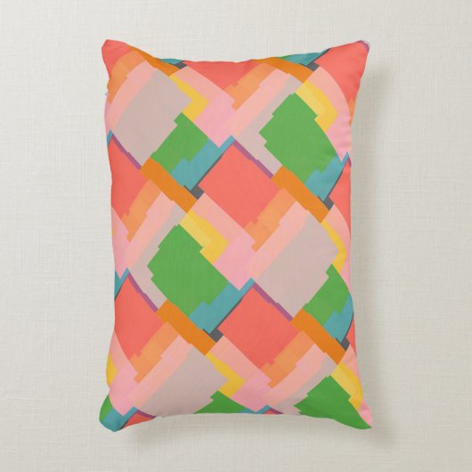 明るいピンクの黄色の緑のオレンジ色のサーモンサンゴ アクセントクッション (正面(垂直))