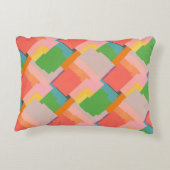 明るいピンクの黄色の緑のオレンジ色のサーモンサンゴ アクセントクッション (裏面)