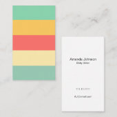 明るいピンクの黄色の緑の青ストライプ色 名刺 (正面/裏面)