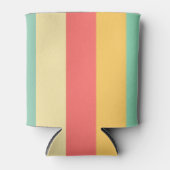 明るいピンクの黄色の緑の青ストライプ色 缶クーラー (正面)