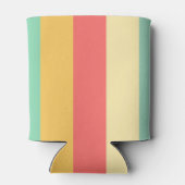 明るいピンクの黄色の緑の青ストライプ色 缶クーラー (裏面)