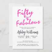 明るいピンクの50の素晴らしい | 第50回誕生日パーティー 招待状 (正面)