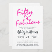 明るいピンクの50の素晴らしい | 第50回誕生日パーティー 招待状 (正面/裏面)