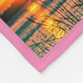 明るいピンクのInstagram 8の写真のコラージュのモノグラム フリースブランケット (角)