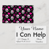 明るいピンクのLoveyのゴシックのスカル 名刺 (正面/裏面)