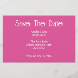 明るいピンクのSave the date カード