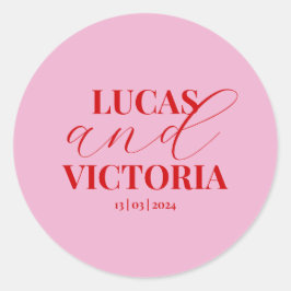 明るいピンクはっきりしたと赤結婚の ラウンドシール