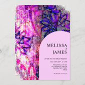 明るいピンクはっきりしたの結婚カラフルフローラ 招待状 (正面/裏面)