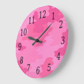 明るいピンクカモフラージラウンドクロック ラージ壁時計 (傾斜)