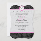 明るいピンクダマスクスワーズ結婚式招待状 招待状 (正面)