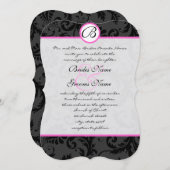 明るいピンクダマスクスワーズ結婚式招待状 招待状 (正面/裏面)