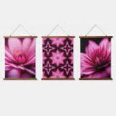 明るいピンクダリア、フローラ、3セット 吊り下げ型タペストリー (トリプル)