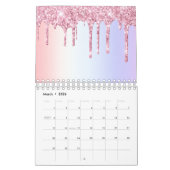 明るいピンクドリッピングユニコーンレインボーパステルシェード カレンダー (3月 2026)