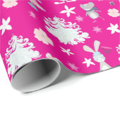 明るいピンク🎄パステルクリスマスパターン ラッピングペーパー (ロールコーナー)