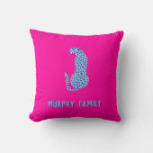 明るいピンクパーソナライズされたのモダンチーター枕 クッション (正面)