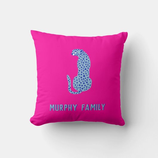 明るいピンクパーソナライズされたのモダンチーター枕 クッション (正面)