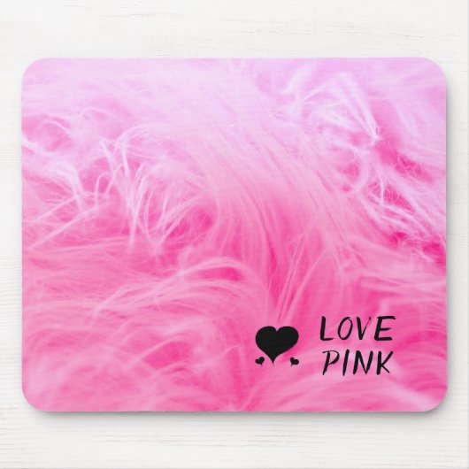 明るいピンクフェイクのファーを閉じる マウスパッド (正面)