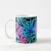 明るいピンクブルー熱帯フローラ パーソナライズされた コーヒーマグカップ (左)