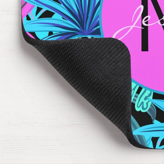 明るいピンクブルー熱帯フローラ パーソナライズされた マウスパッド (コーナー)