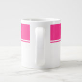明るいピンクホワイトカラーブロックトールピックボール文字 ジャンボコーヒーマグカップ (裏面)