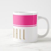 明るいピンクホワイトカラーブロックトールピックボール文字 ジャンボコーヒーマグカップ (右)