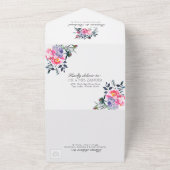 明るいピンク牡丹フローラモノグラムエレガントな結婚式 オールインワン招待状 (外側)