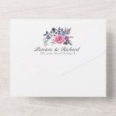 明るいピンク牡丹フローラモノグラムエレガントな結婚式 オールインワン招待状 (裏面)