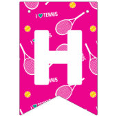 明るいピンク私はテニスが大好き、カスタマイズ可能 バンティングフラッグ (第2の旗)