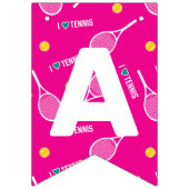 明るいピンク私はテニスが大好き、カスタマイズ可能 バンティングフラッグ (第3の旗)