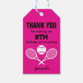 明るいピンク私はテニスが大好き ギフトタグ (正面)