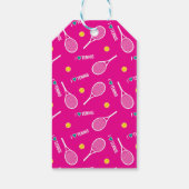 明るいピンク私はテニスが大好き ギフトタグ (裏面)