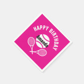 明るいピンク私はテニスが大好き スタンダードカクテルナプキン (角)