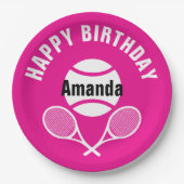 明るいピンク私はテニスが大好き ペーパープレート (正面)