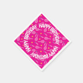 明るいピンク私はテニス、ハッピーバースデー大好き スタンダードカクテルナプキン (角)