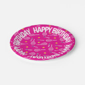 明るいピンク私はテニス、ハッピーバースデー大好き ペーパープレート (アングル)