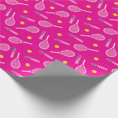 明るいピンク私はテニス、ラッピングが大好き ラッピングペーパー (角)