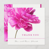 明るいピンク結婚牡丹サンキューカード 招待状 (正面/裏面)