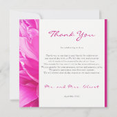 明るいピンク結婚牡丹サンキューカード 招待状 (裏面)