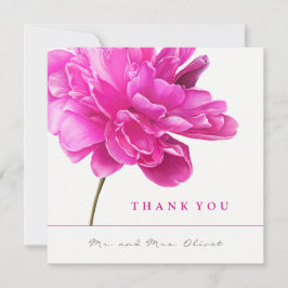 明るいピンク結婚牡丹サンキューカード 招待状
