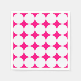 明るいピンク色の白い円 スタンダードカクテルナプキン