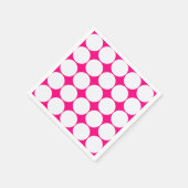 明るいピンク色の白い円 スタンダードカクテルナプキン (角)