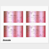 明るいピンク色の緑のグラデーショ華美ン製品ラベル 長方形シール (シート)