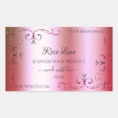 明るいピンク色の緑のグラデーショ華美ン製品ラベル 長方形シール (正面)