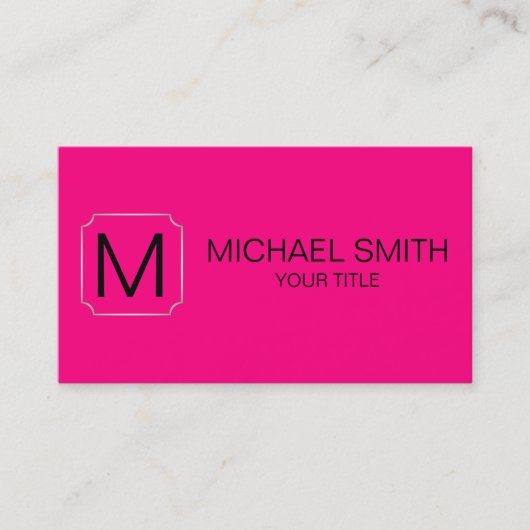 明るいピンク色の背景 名刺 (正面)