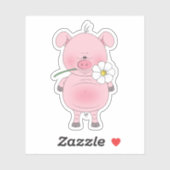 明るいピンク色の豚の漫画 シール (シート)